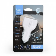 QC3.0 TYPE-C USB車用充電器(白)