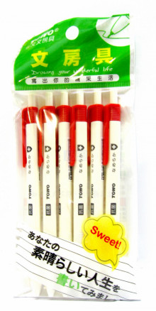 三角抗菌筆6入G-2S-紅色/