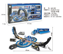 可變形輪胎合金警察停車場套裝18P（配6只車+1只拖頭）