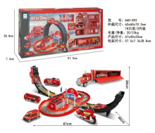 可變形輪胎合金消防停車場套裝18P（配6只車+1只拖頭）