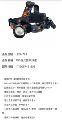 P50強光變焦頭燈