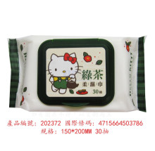 加蓋【kitty綠茶】柔濕巾30抽/36*4/144pE1
