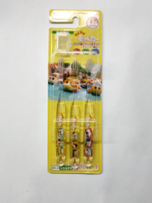 天竺鼠車車3入透明兒童牙刷組附牙刷蓋 3-5歲適用.學童牙刷