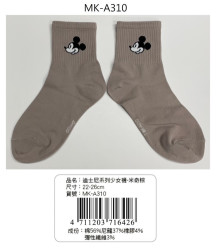 迪士尼少女襪-米奇棕 22-26