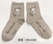 史努比少女襪-棕 22-26